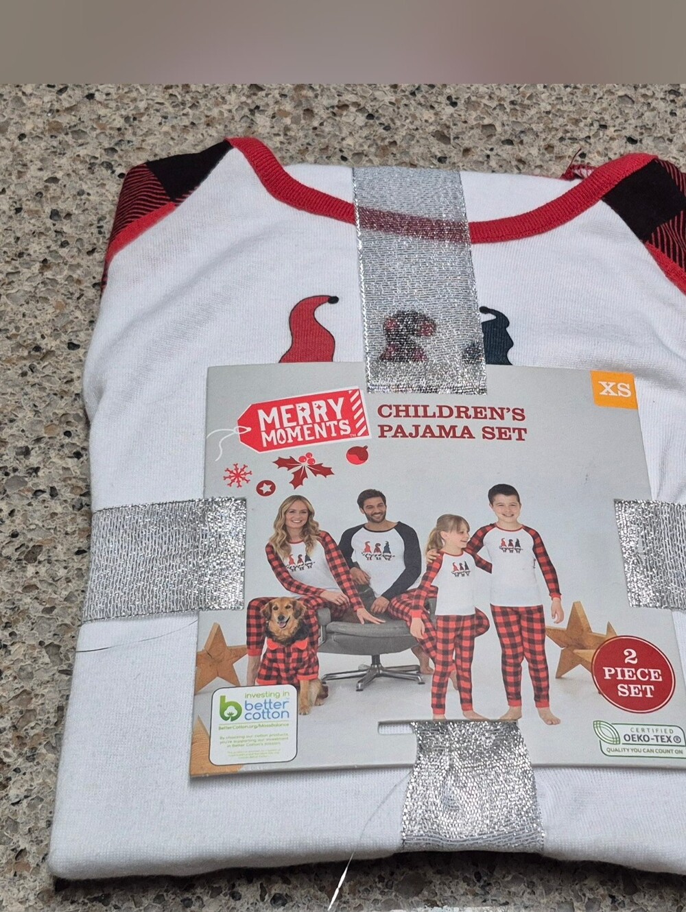 Merry Moments Holiday Children's Pajama Set Size XS 4-5 NWT Red Plaid Gnome 2 PC